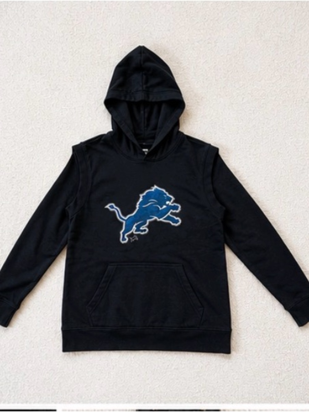 Detroit Lions Fanatics Black T-Shirt with White Logo